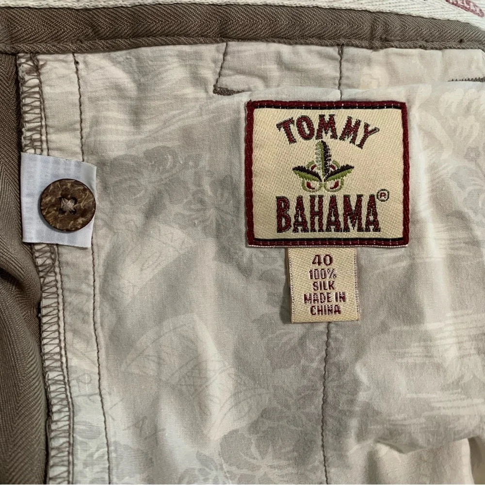 Tommy Bahama Taupe Havana Herringbone Pleated Silk Shorts Size 40 9” Inseam